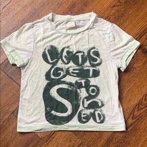 Urban Outfitters Green Short Sleeve Tee with Bold “Lets Get Stoned” Typography